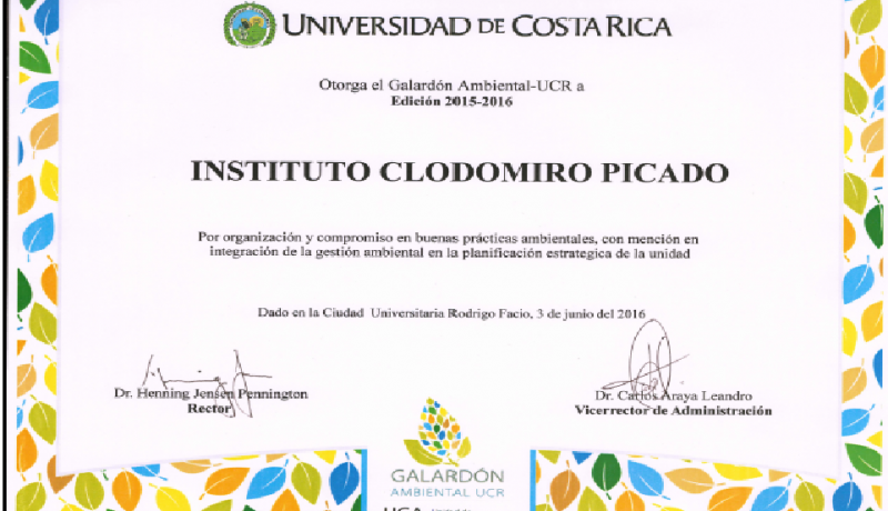 Galardón Ambiental de la Universidad de Costa Rica, 2016