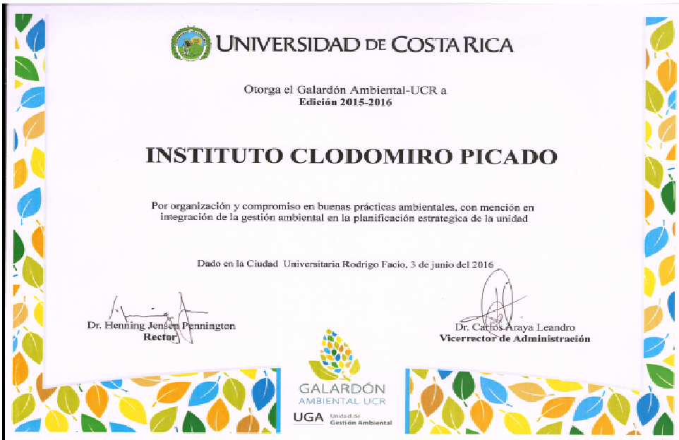 Galardón Ambiental de la Universidad de Costa Rica, 2016