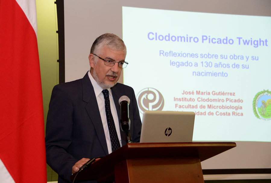 At the inaugural lecture, Doctor José María Gutiérrez Gutiérrez highlighted that the main legacy of Clodomiro Picado Twight was to develop a model to make science in a small and poor country.  - Photo Anel Kenjekeeva.